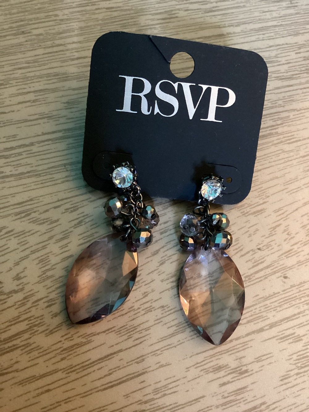 Buy Now RSVP Gunmetal Cluster Dangle Earrings New
